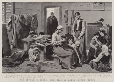 The Revolt in Crete, Christian Refugees in the Piraeus by Paul Destez